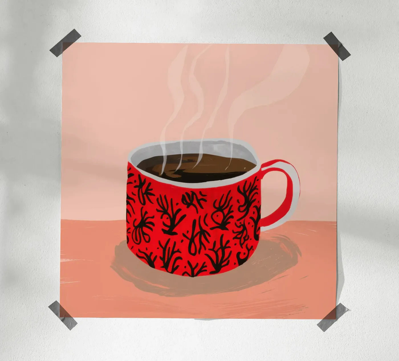 Red Patterned Mug poster by Sun Riser