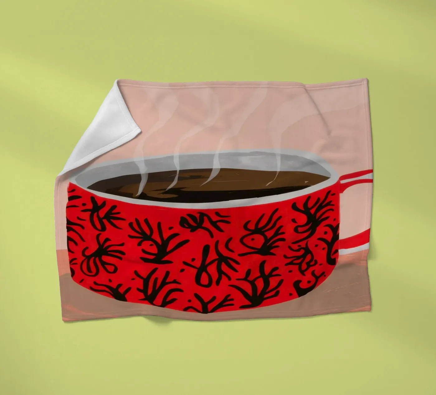 Red Patterned Mug fleece blanket by Sun Riser