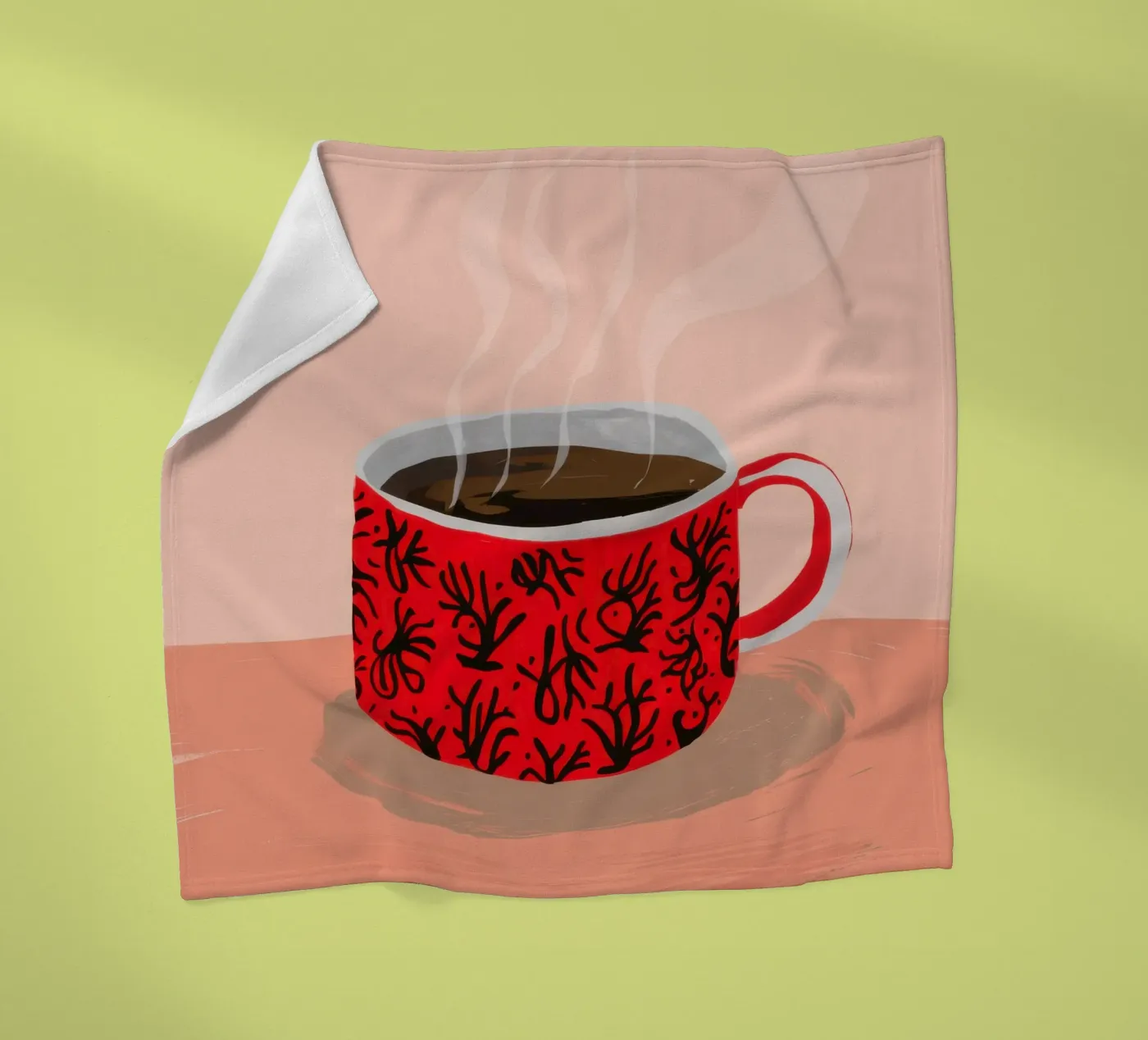 Red Patterned Mug fleece blanket by Sun Riser