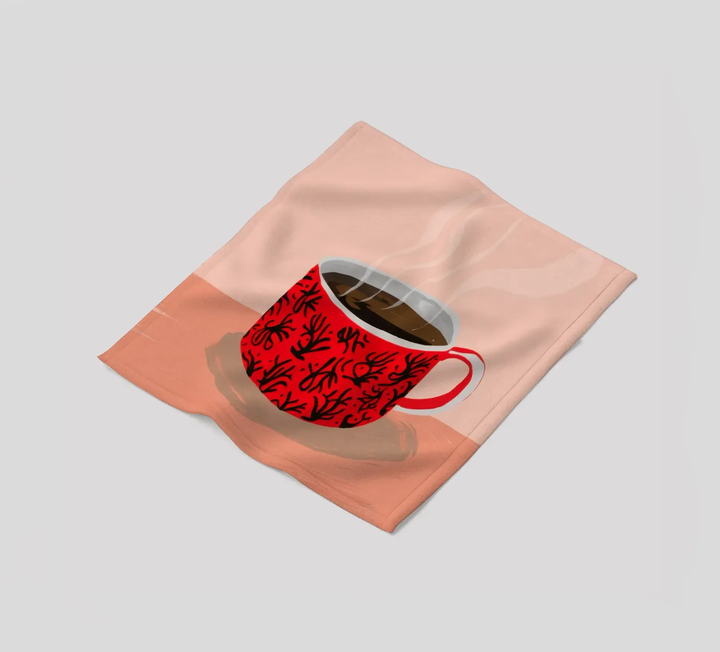 Red Patterned Mug fleece blanket by Sun Riser