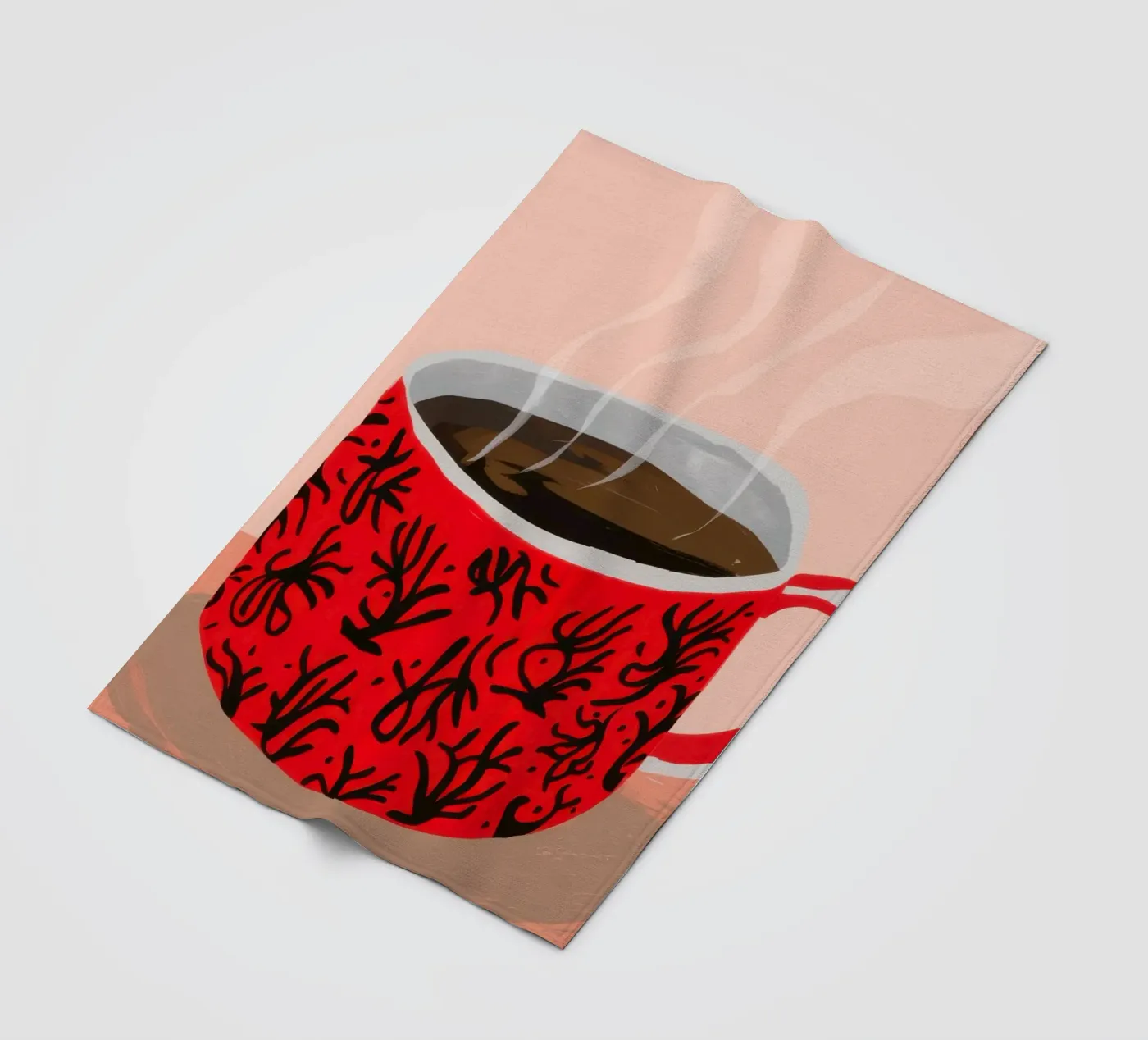 Red Patterned Mug fleece blanket by Sun Riser