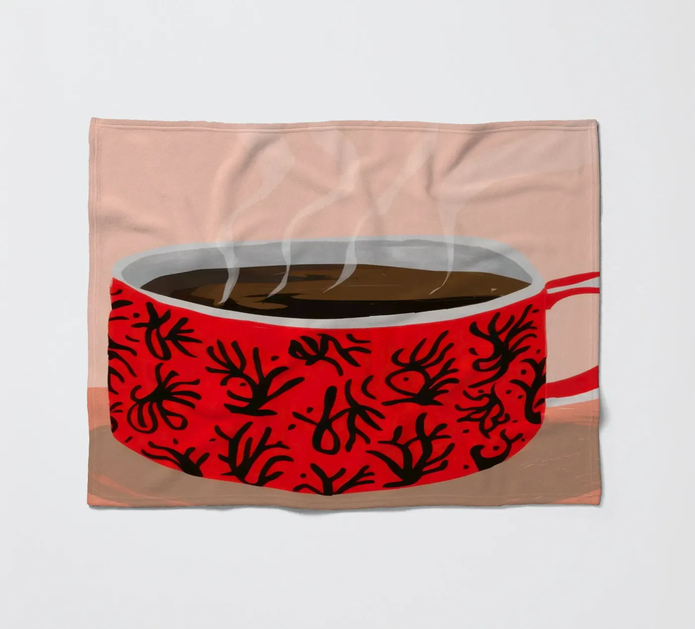 Red Patterned Mug fleece blanket by Sun Riser