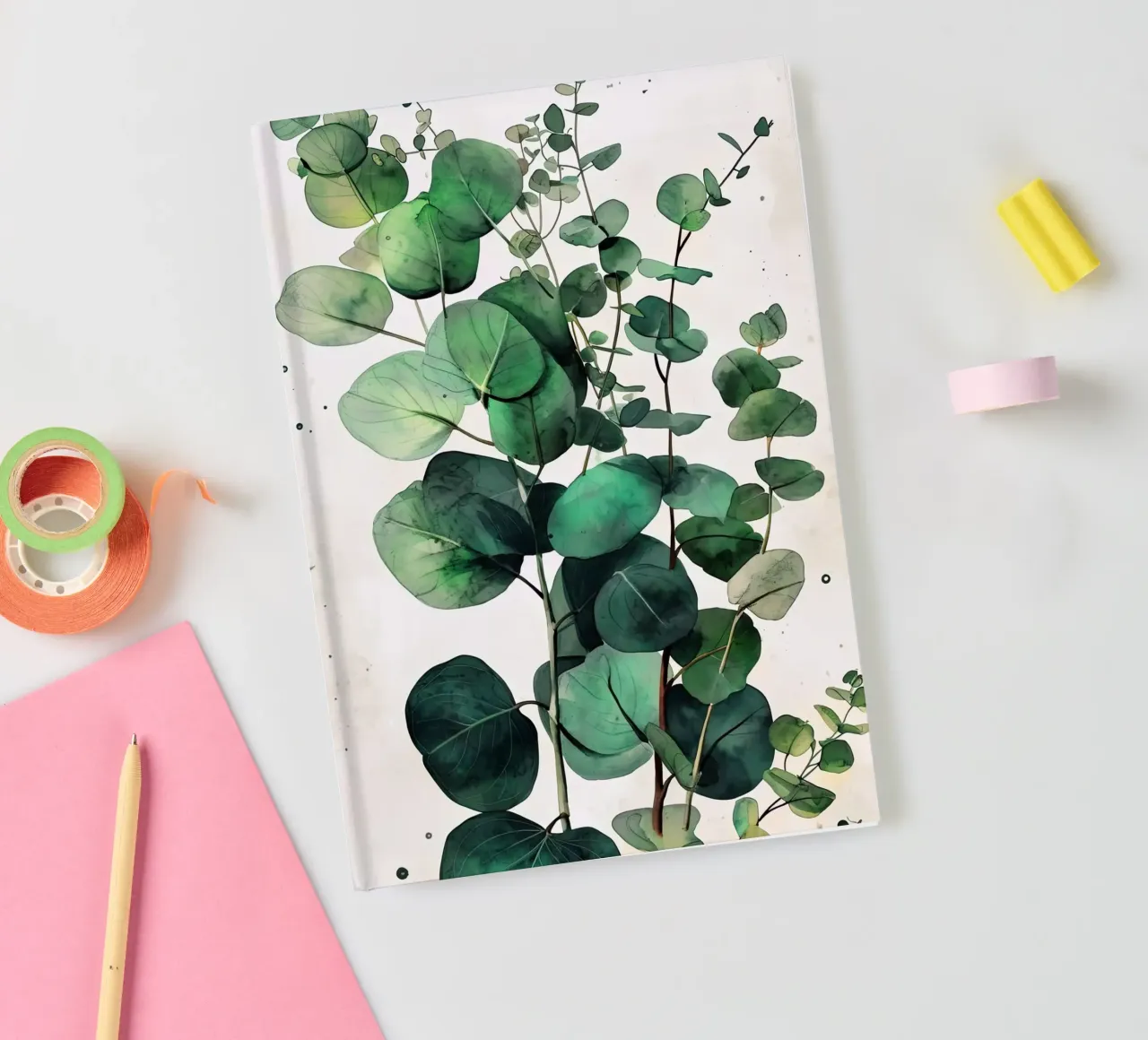 Eucalyptus leaves illustration notebook by Justyna Jaszke JBJart