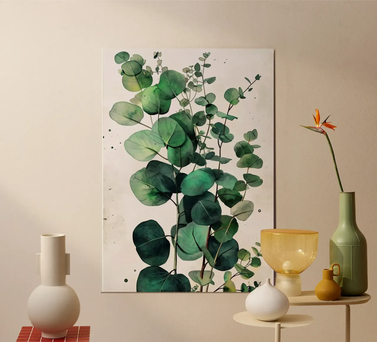 Illustrazione di foglie di eucalipto poster con telaio in plastica da Justyna Jaszke JBJart