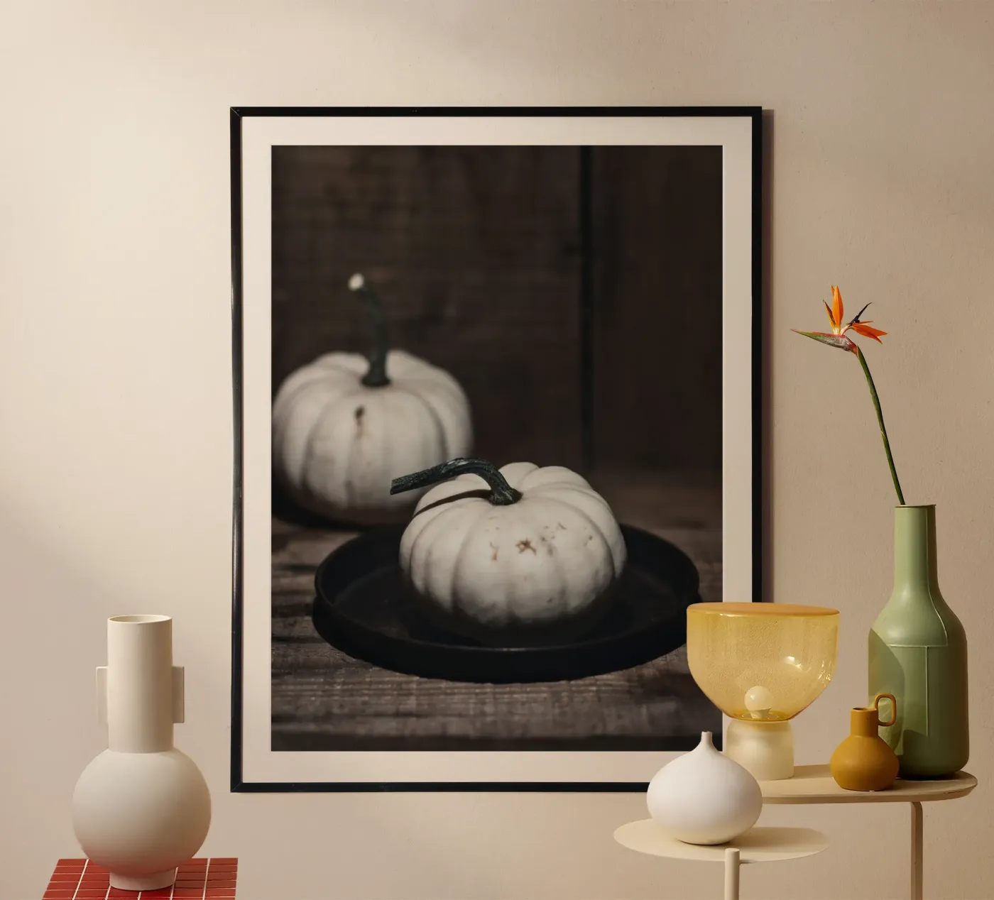 Witte pompoenen poster van Augenblicke-foto