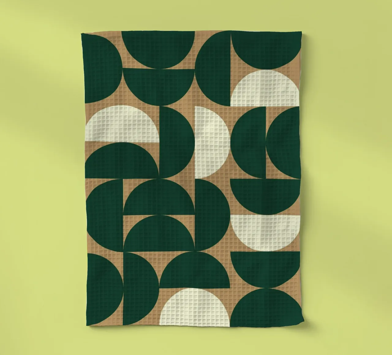 Geometric Minimal Bauhaus Pattern 3 | Vert, Beige, Blanc torchon de KiKa