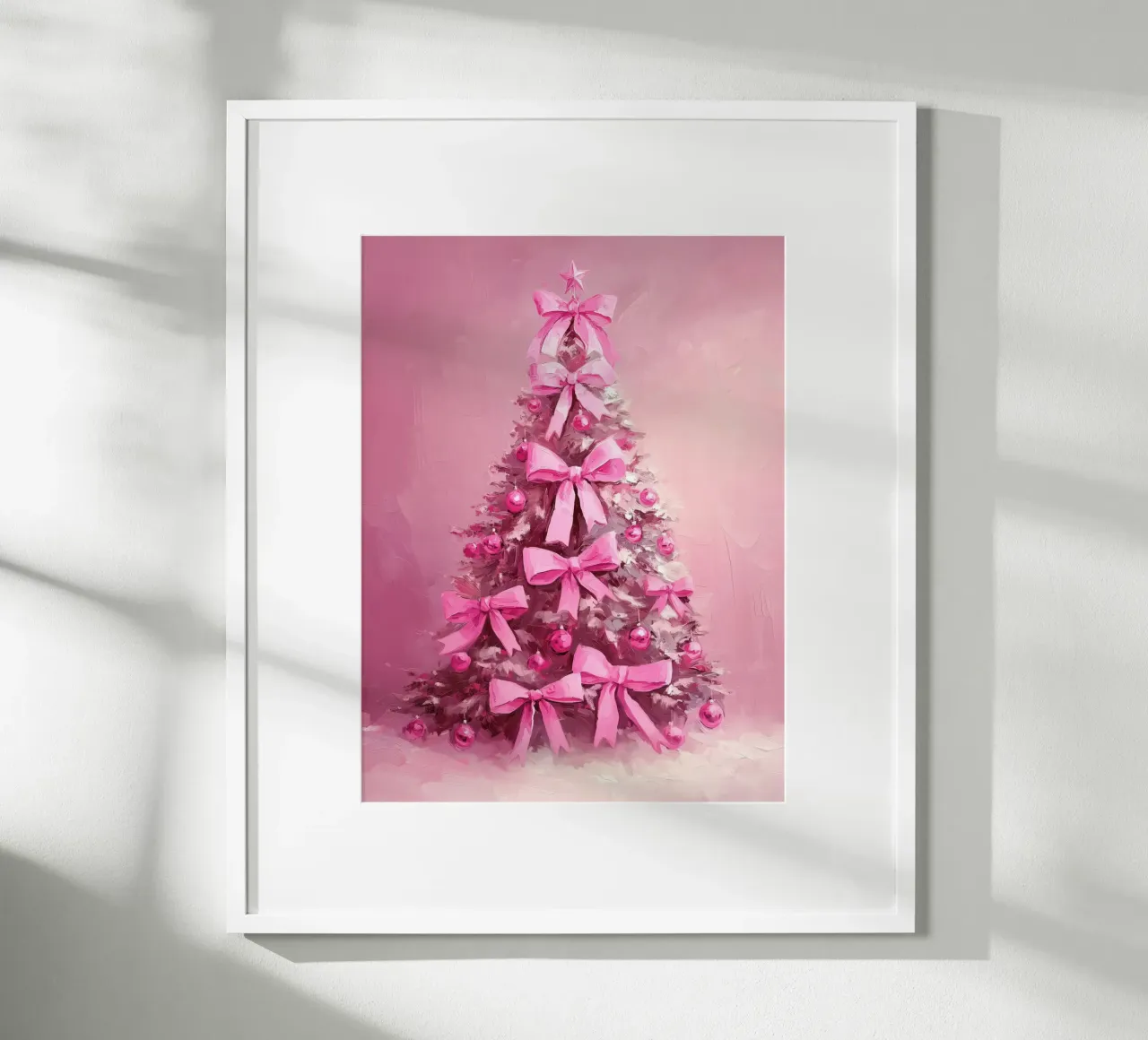 Albero di Natale rosa con fiocchi rosa Coquette Natale Y2K poster con telaio in plastica da Gentle Echoes Art