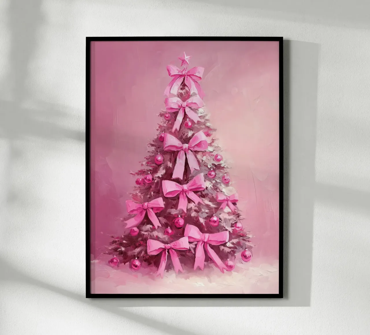 Albero di Natale rosa con fiocchi rosa Coquette Natale Y2K poster con telaio in plastica da Gentle Echoes Art