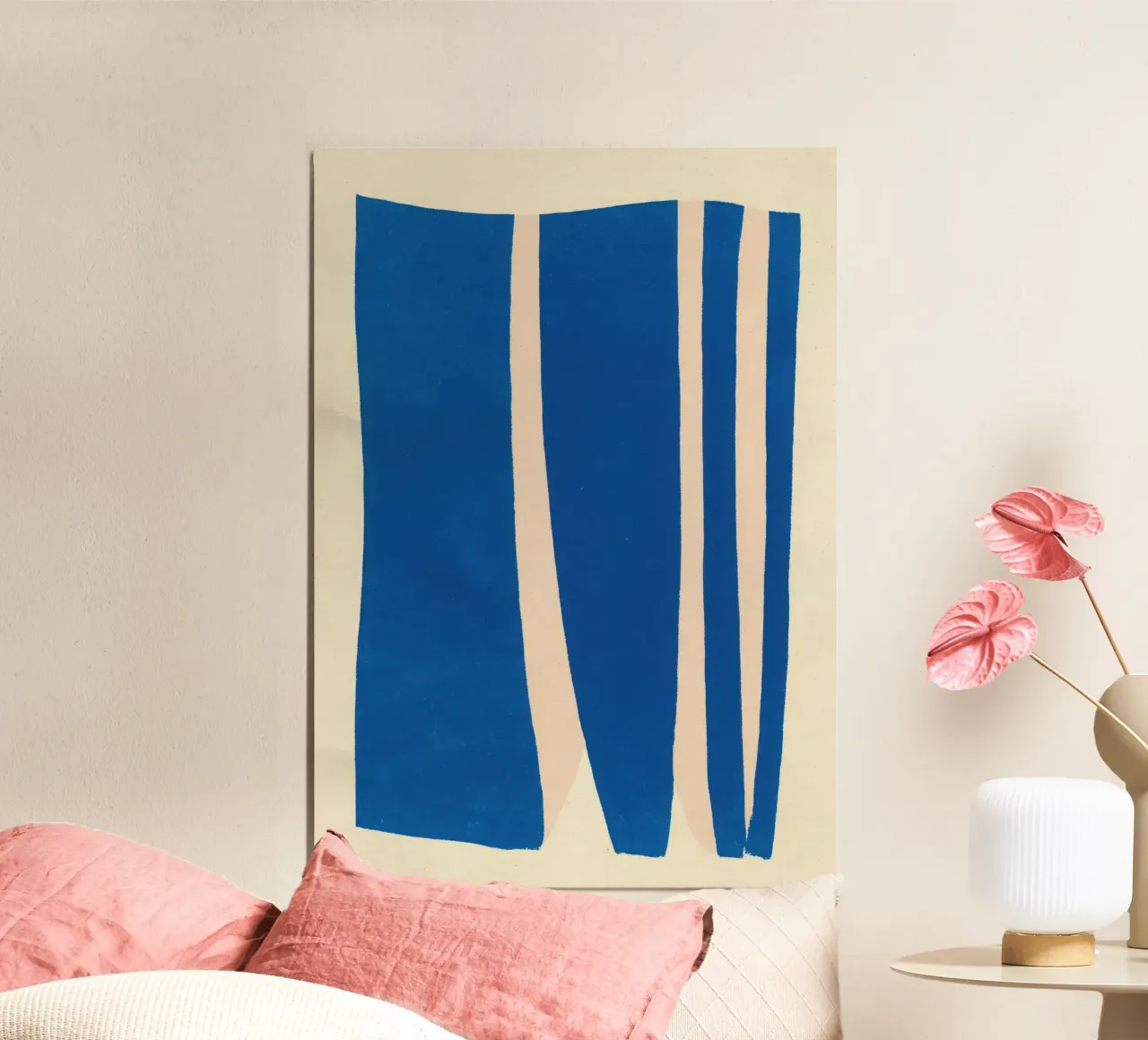 Composizione verticale astratta in blu e pesca carta hahnemühle da Form And Function