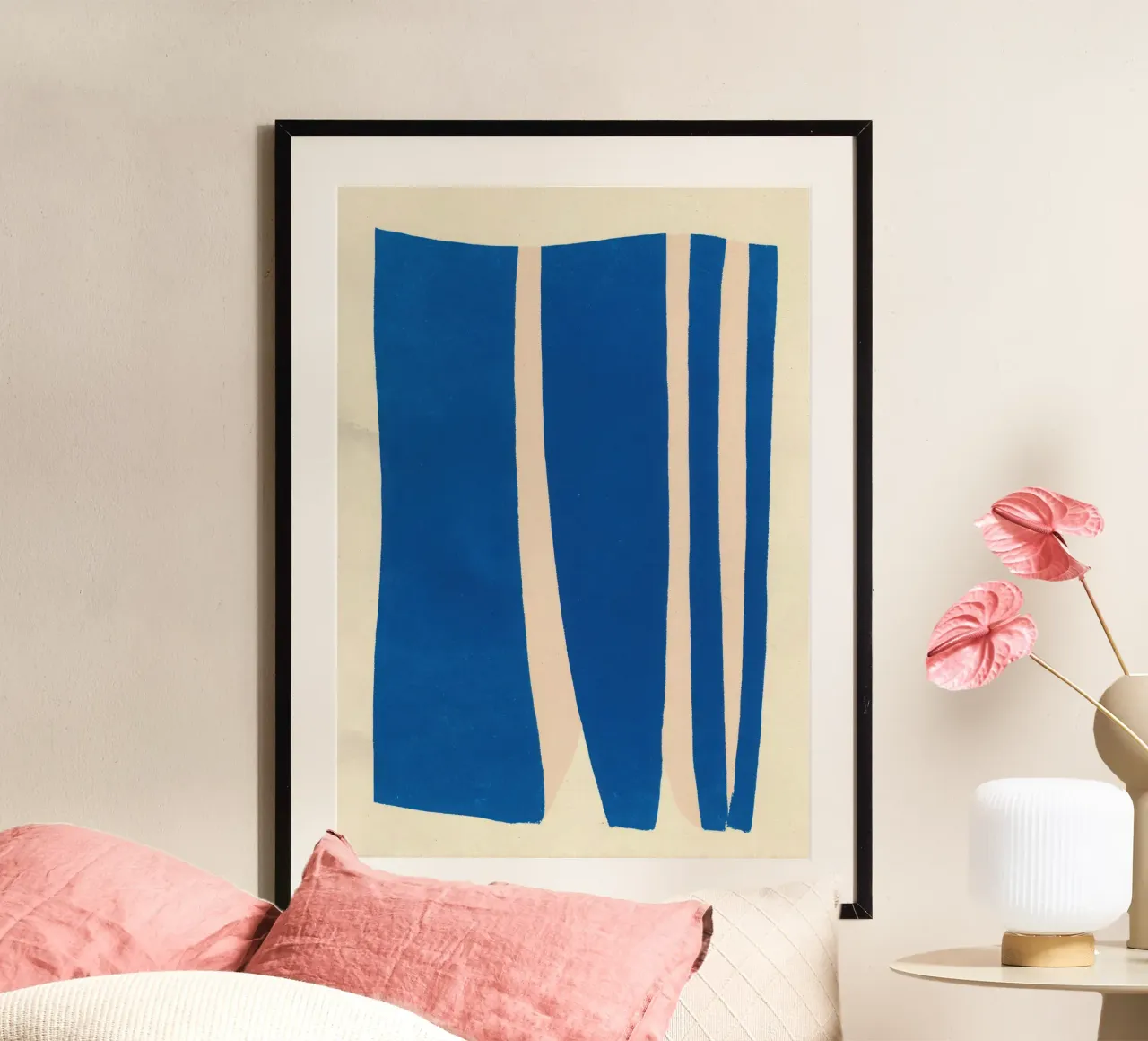 Composizione verticale astratta in blu e pesca carta hahnemühle da Form And Function