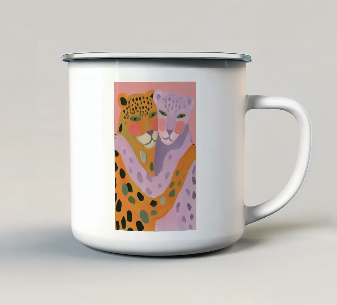 Dolce abbraccio leopardato tazza in smalto da Carina Pop & Pastell
