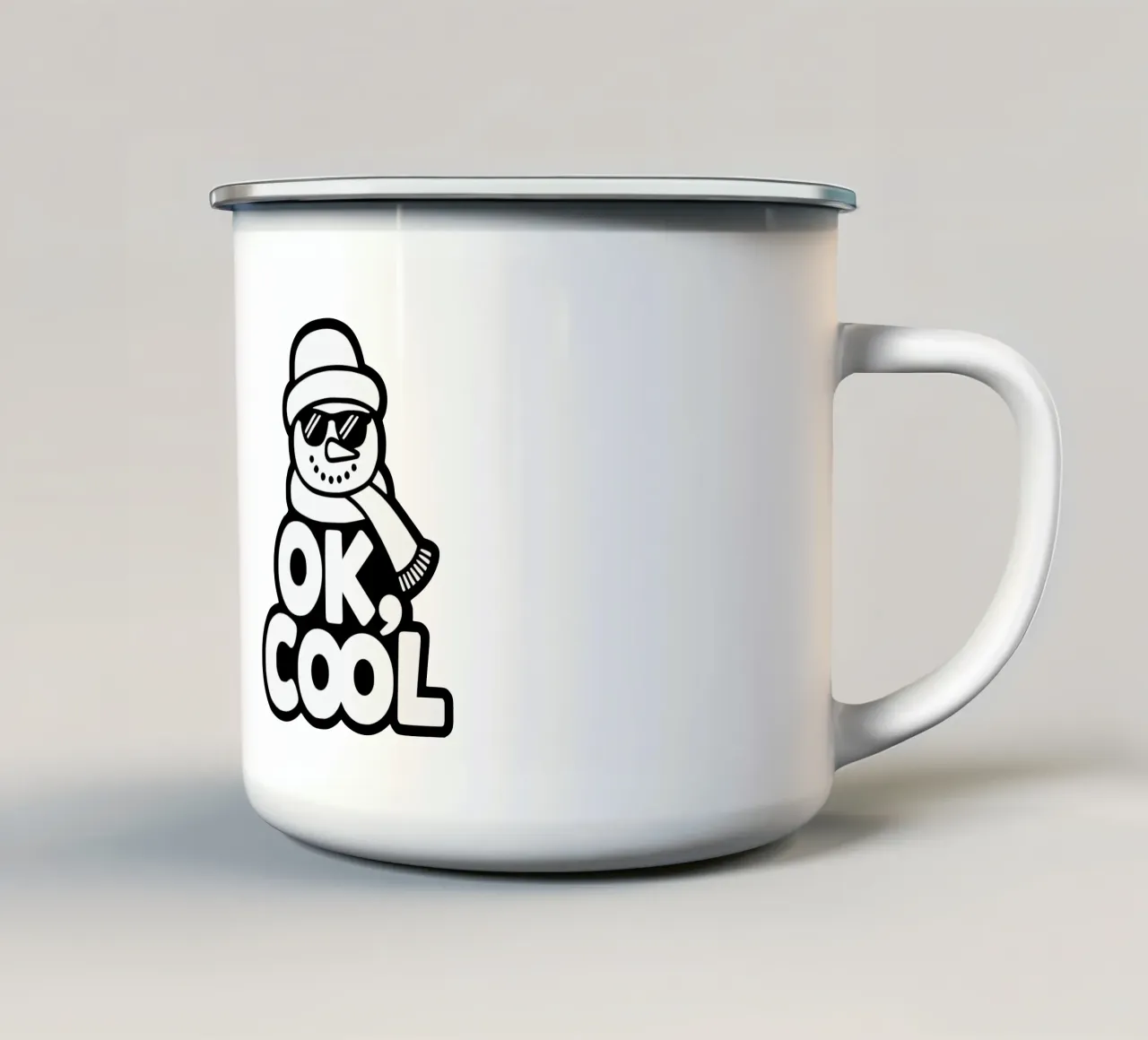 Ok, fresco, pupazzo di neve, inverno tazza in smalto da RB-Quotes