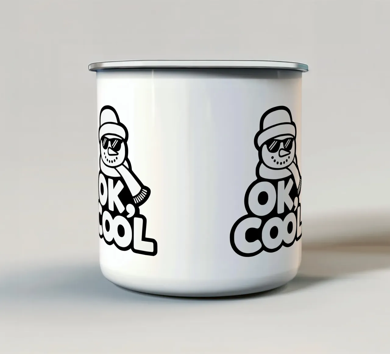 Ok, fresco, pupazzo di neve, inverno tazza in smalto da RB-Quotes