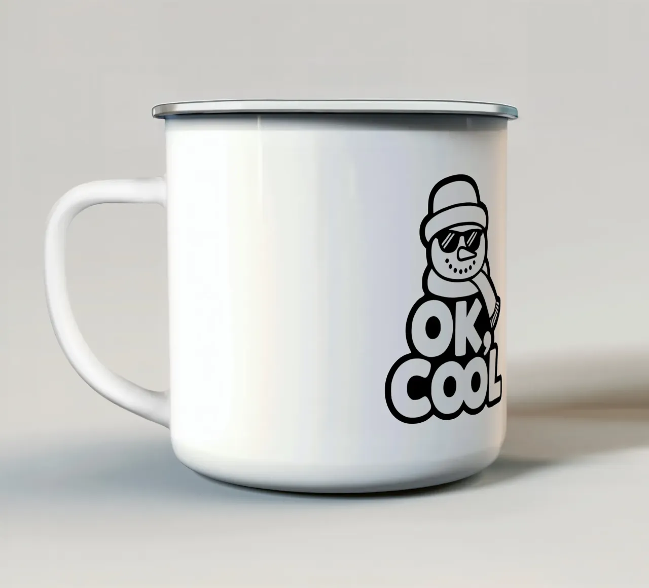 Ok, fresco, pupazzo di neve, inverno tazza in smalto da RB-Quotes