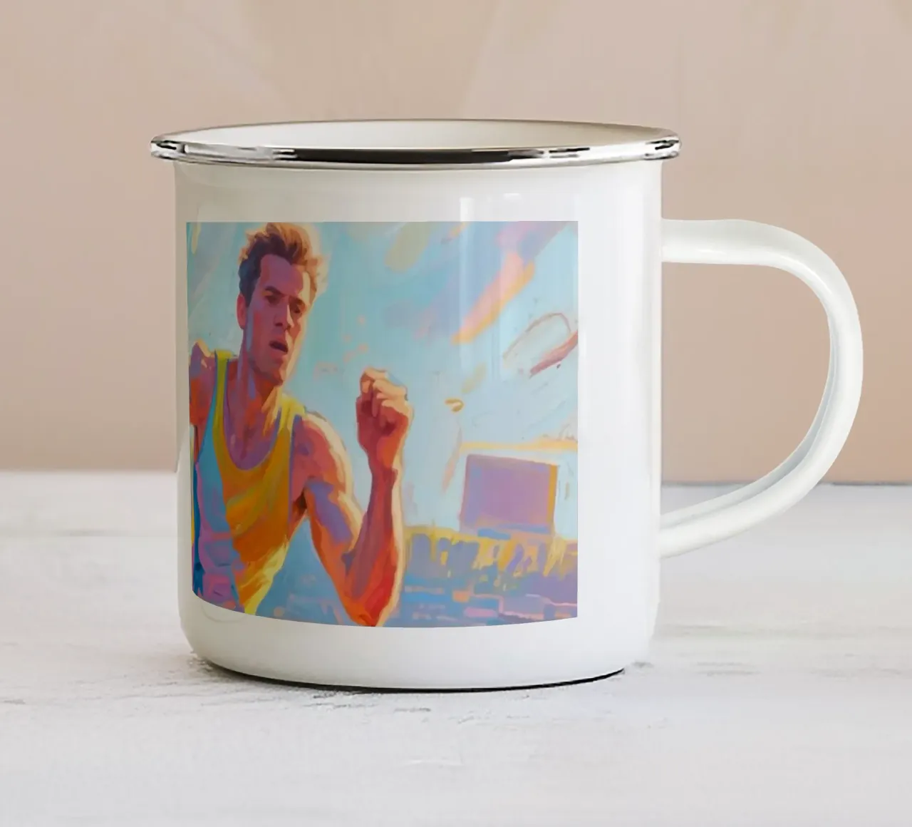 l'atleta sta correndo verso il traguardo tazza in smalto da Slash Shop