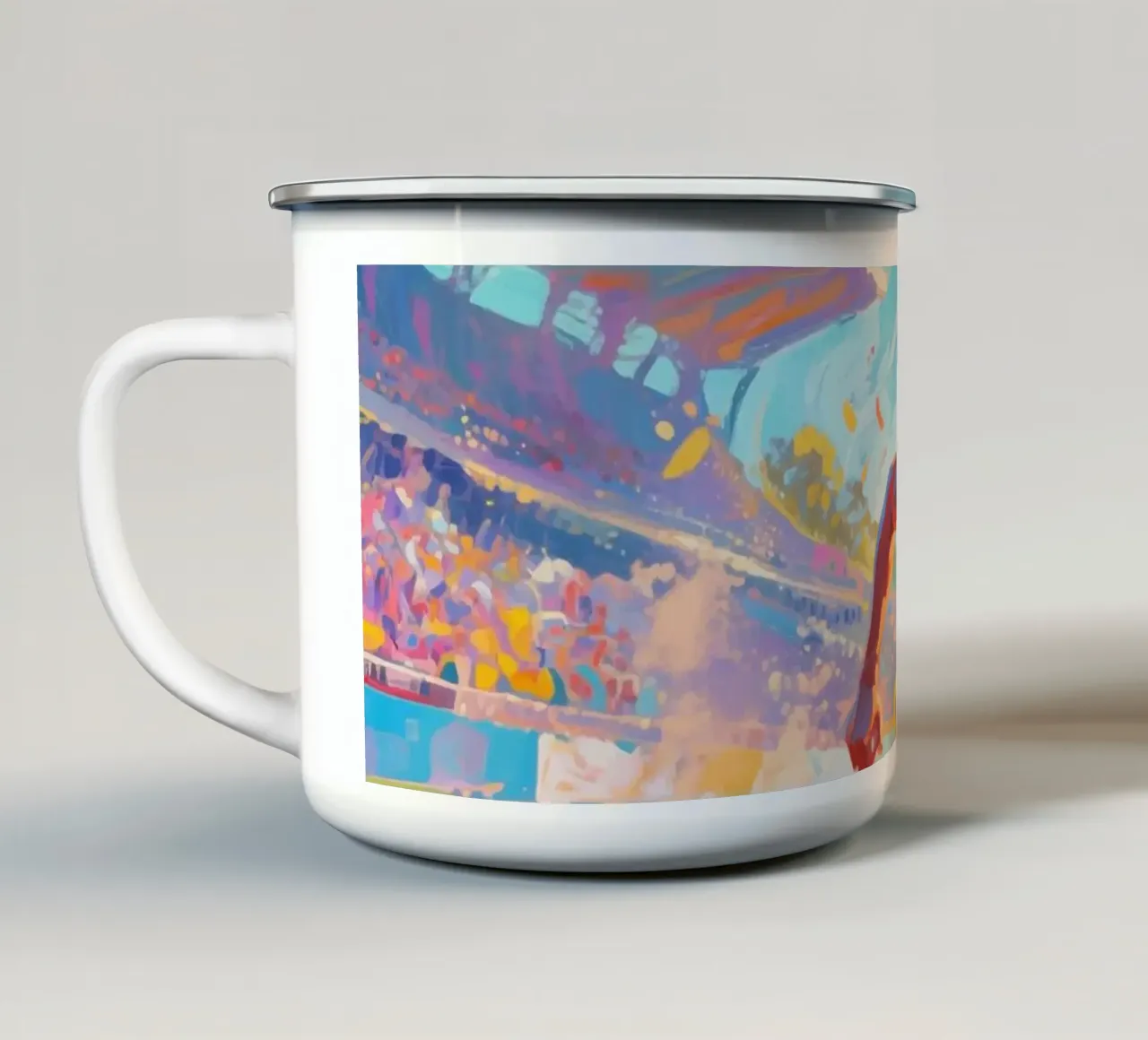 l'atleta sta correndo verso il traguardo tazza in smalto da Slash Shop