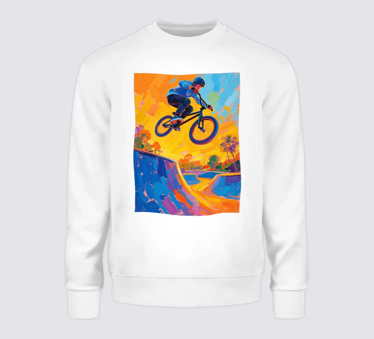 Ciclista di BMX a metà corsa in aria felpa da Slash Shop