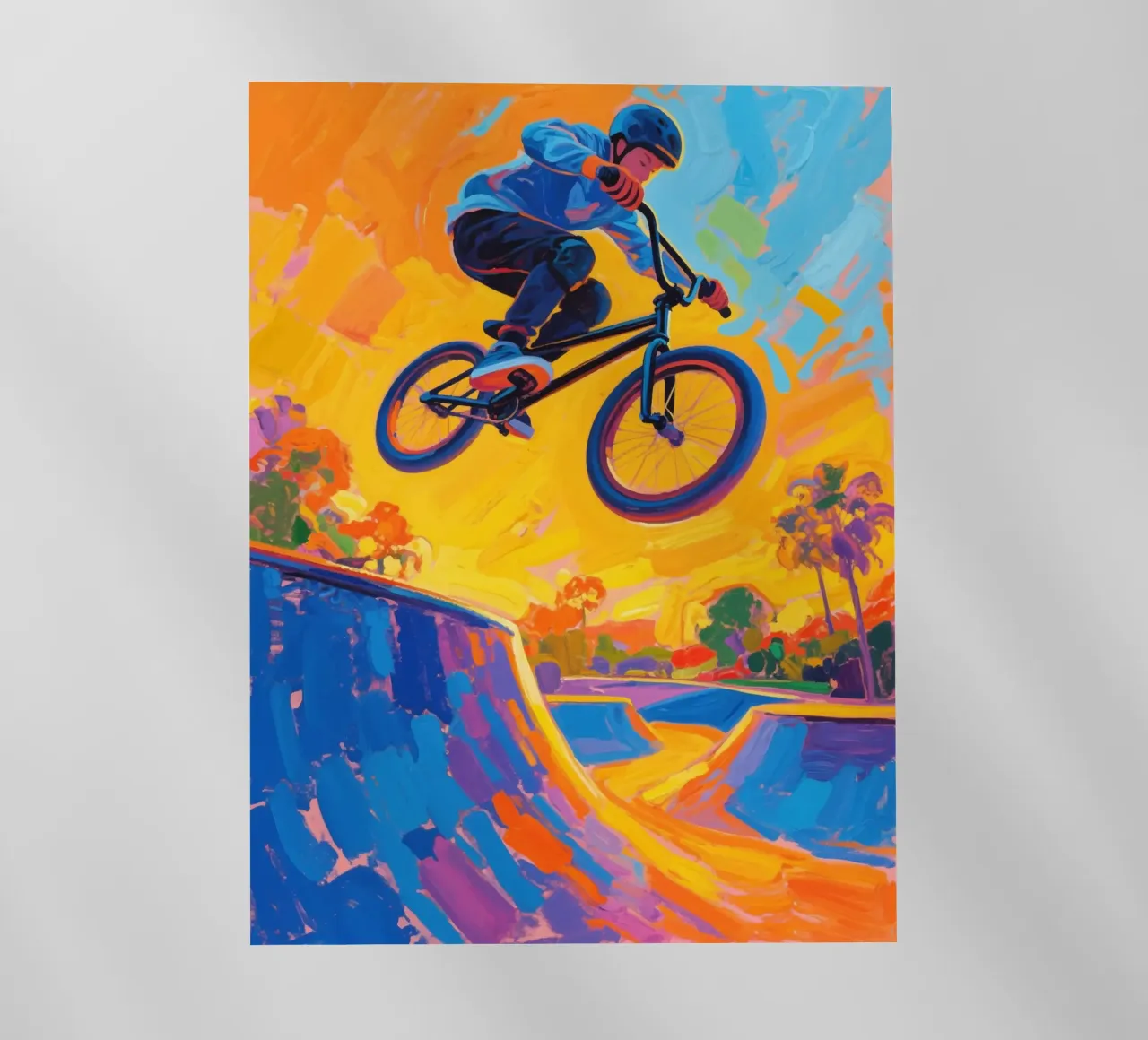 Ciclista di BMX a metà corsa in aria pellicola backlit da Slash Shop