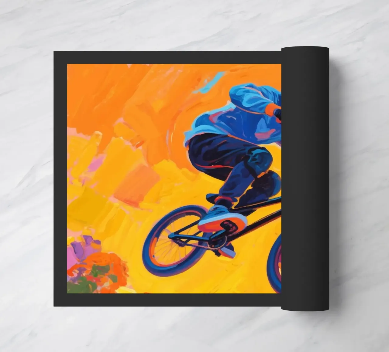 Ciclista di BMX a metà corsa in aria zerbino da Slash Shop