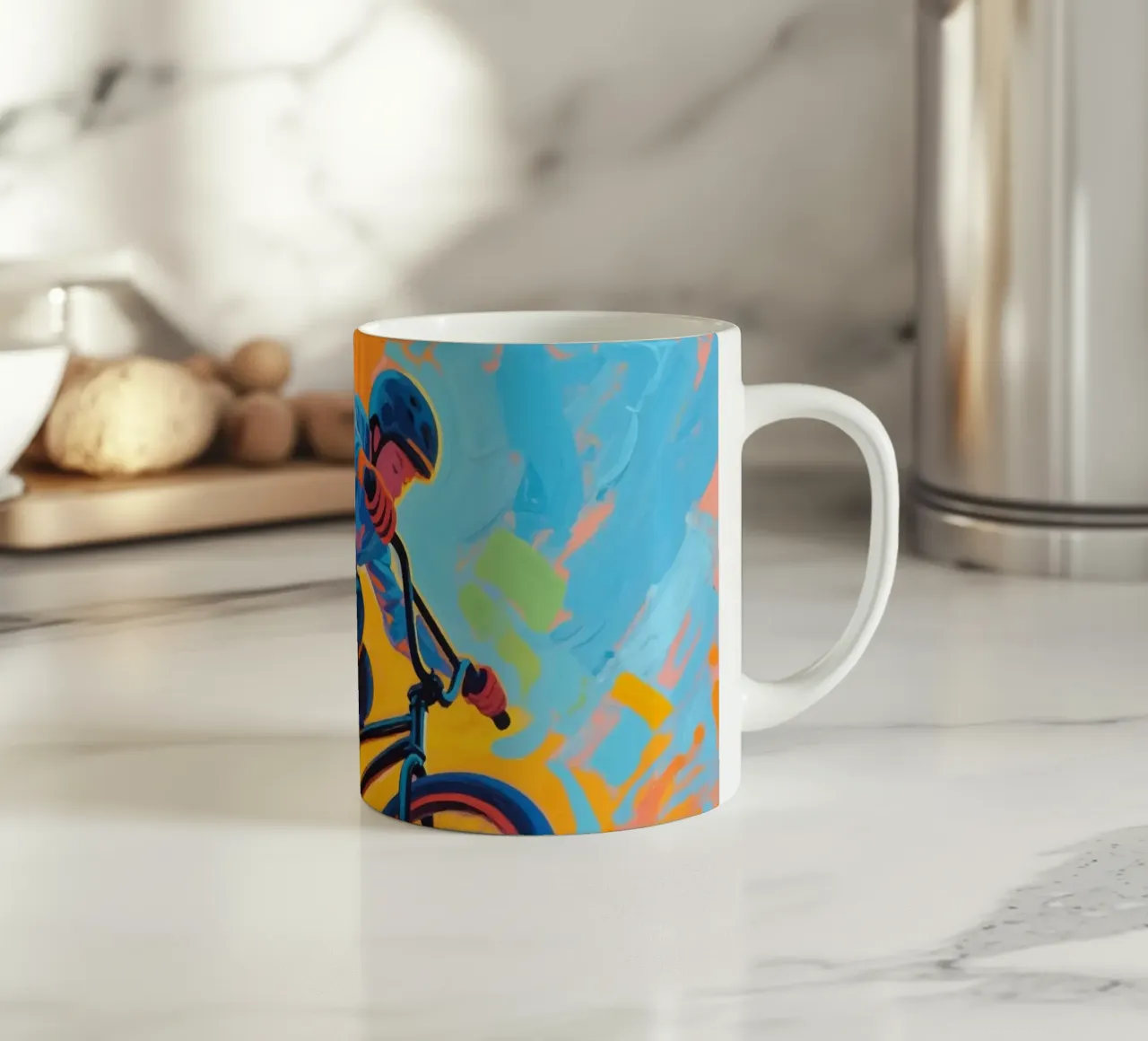 Ciclista di BMX a metà corsa in aria tazza in ceramica da Slash Shop