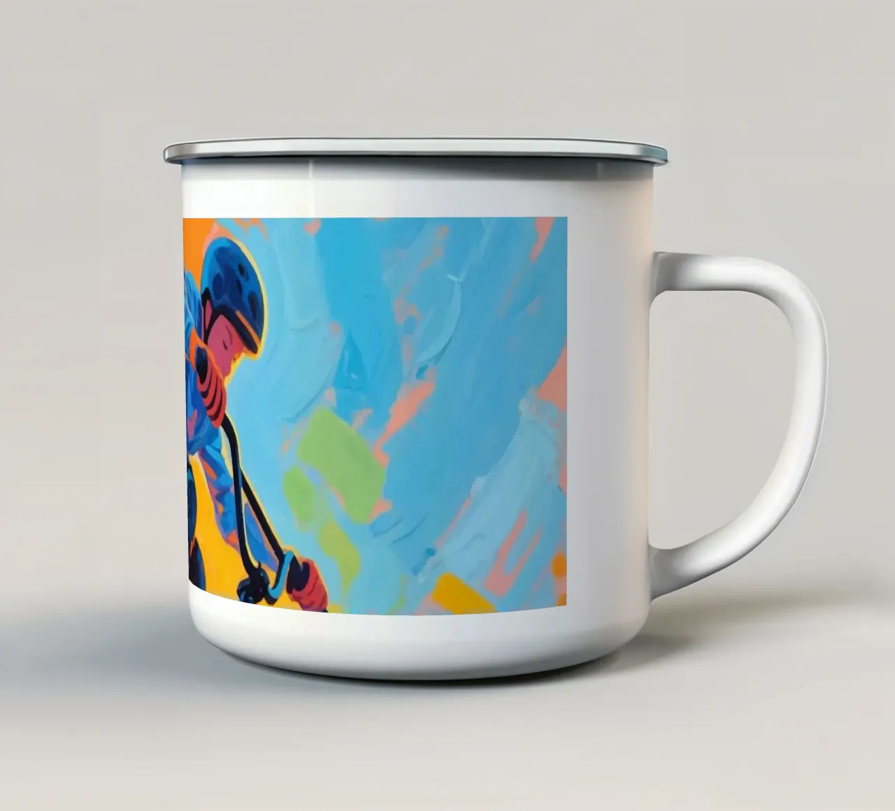 Ciclista di BMX a metà corsa in aria tazza in smalto da Slash Shop