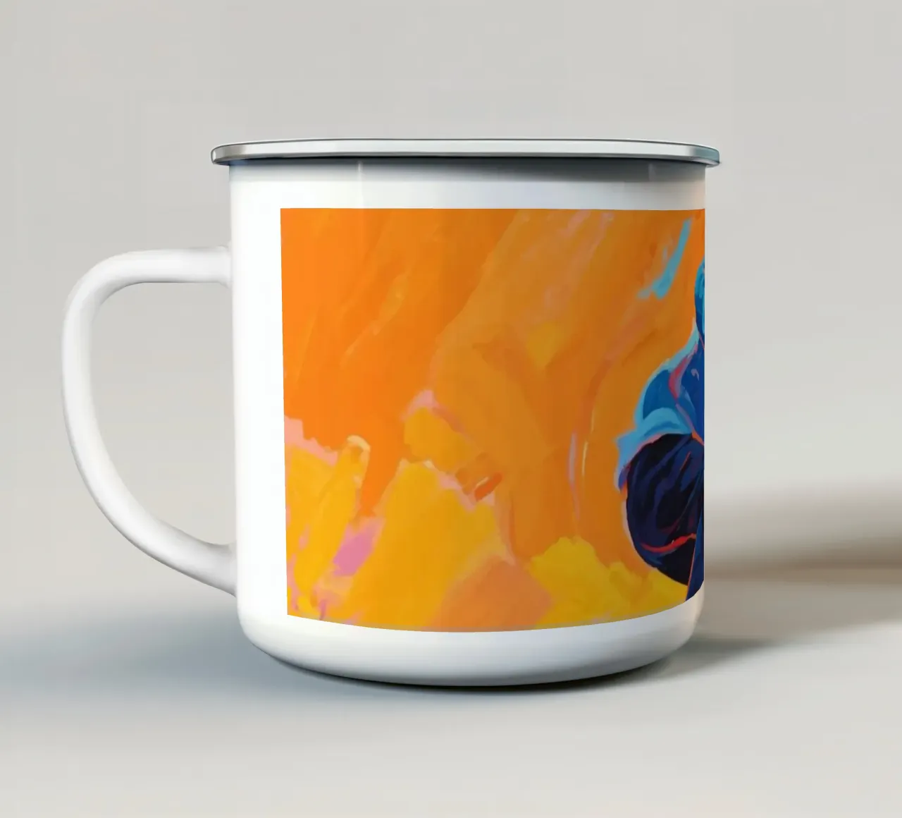 Ciclista di BMX a metà corsa in aria tazza in smalto da Slash Shop