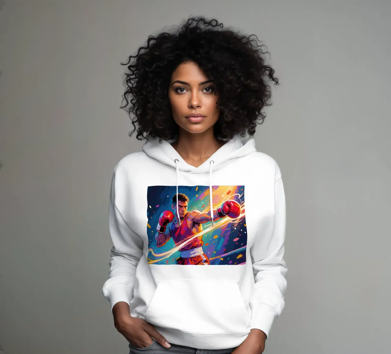 Pugile che colpisce un pugno felpa con cappuccio da Slash Shop