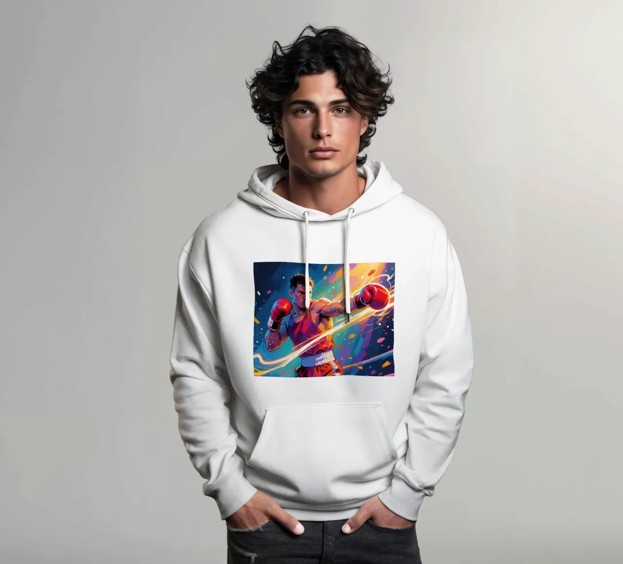 Pugile che colpisce un pugno felpa con cappuccio da Slash Shop