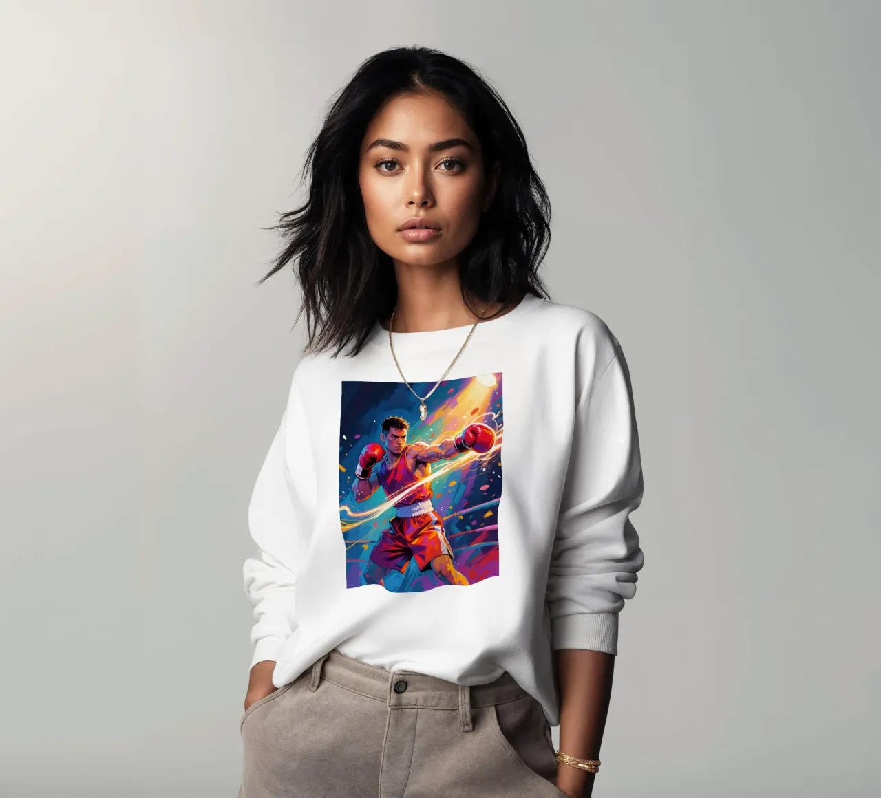 Boxer striking a punch sweatshirt by Slash Shop