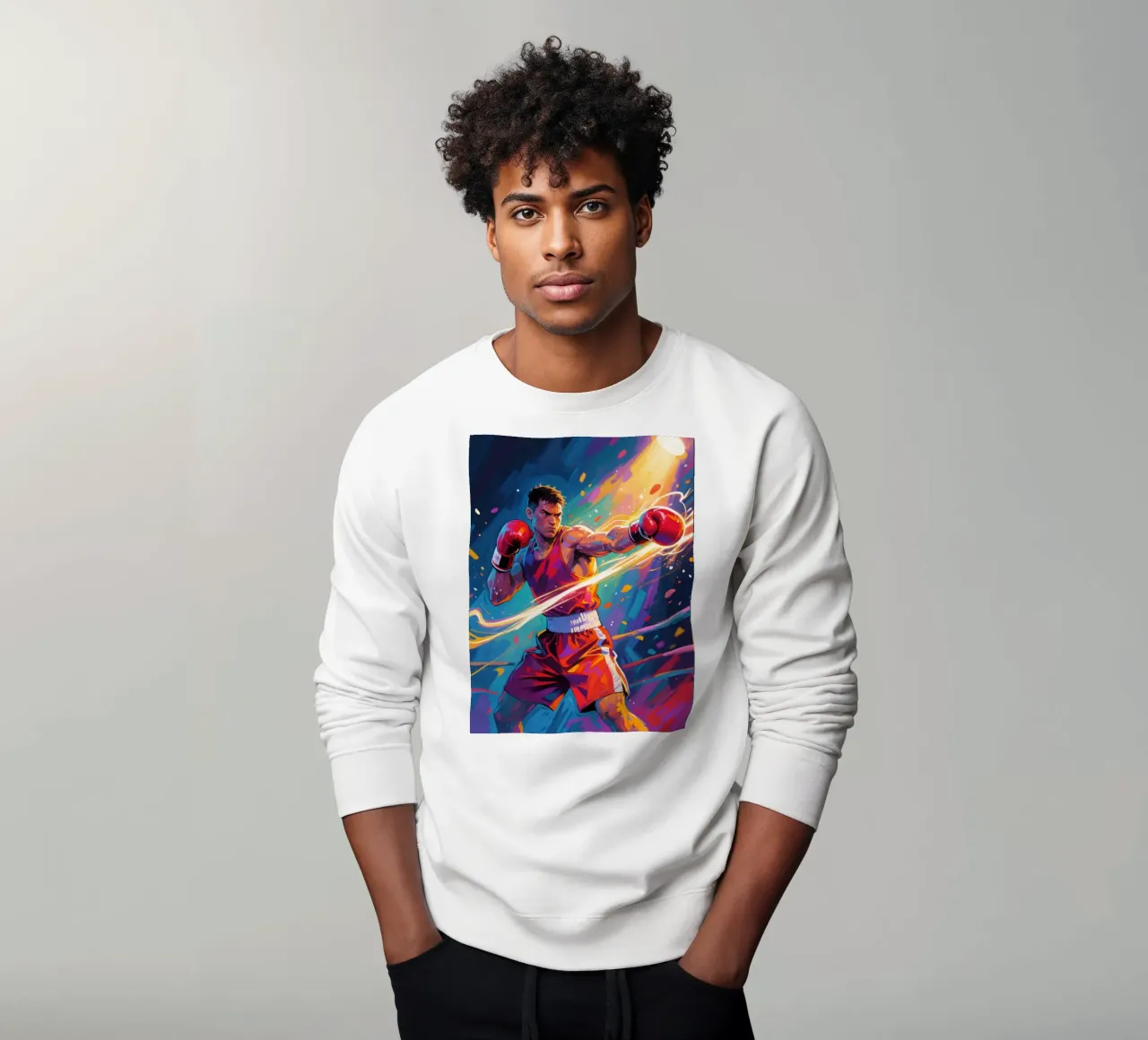 Boxer striking a punch sweatshirt by Slash Shop