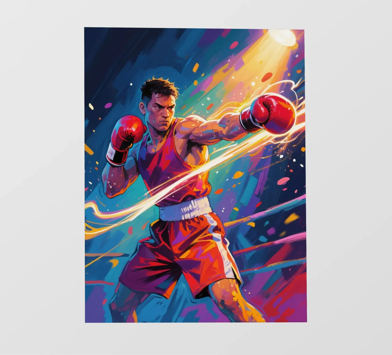 Pugile che colpisce un pugno telo in pvc da Slash Shop