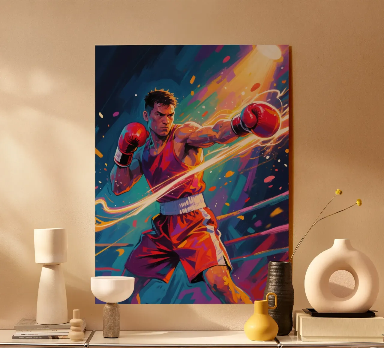 Pugile che colpisce un pugno plexiglass da Slash Shop