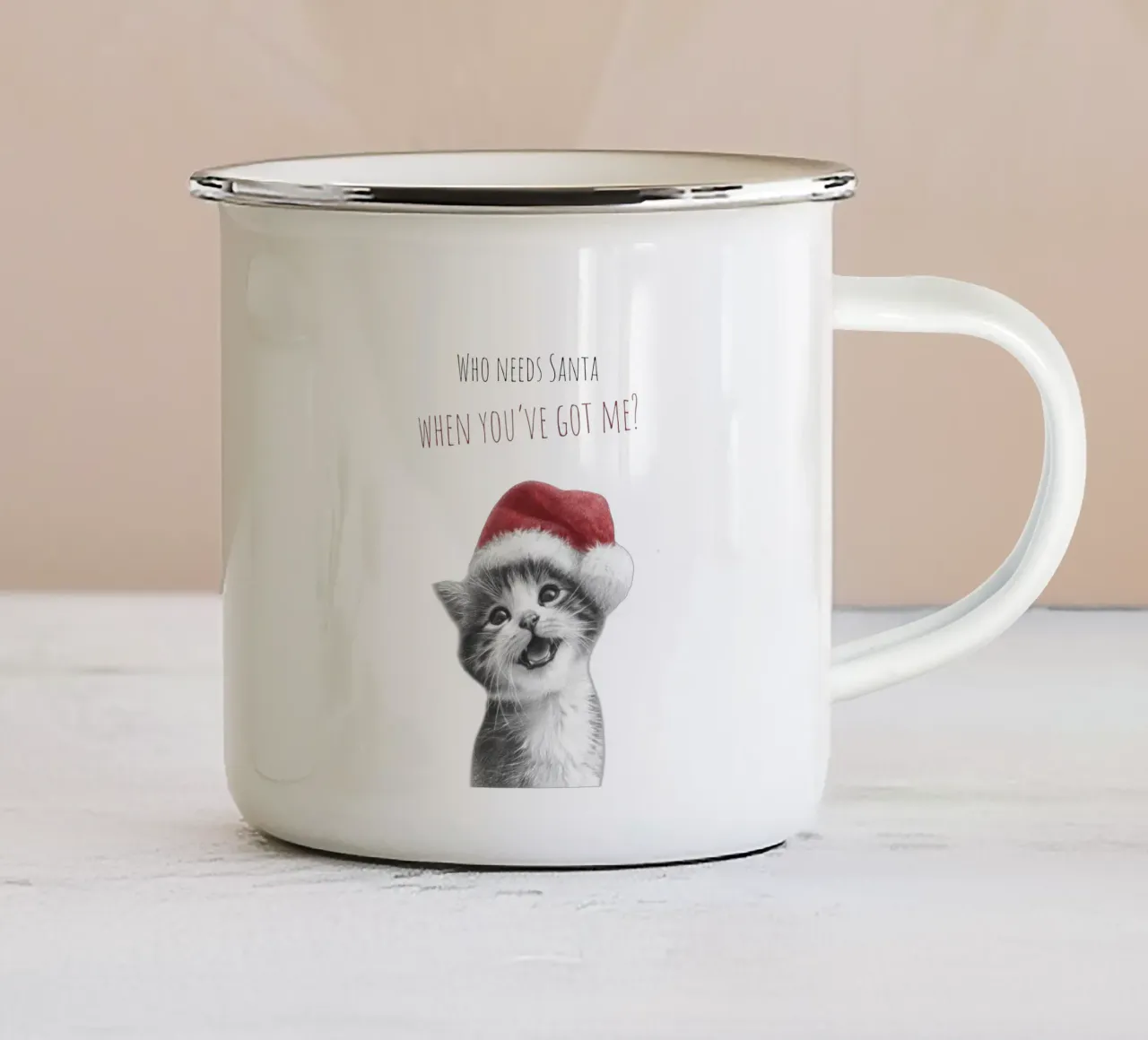 Gatto fresco - Natale tazza in smalto da Melanie Viola