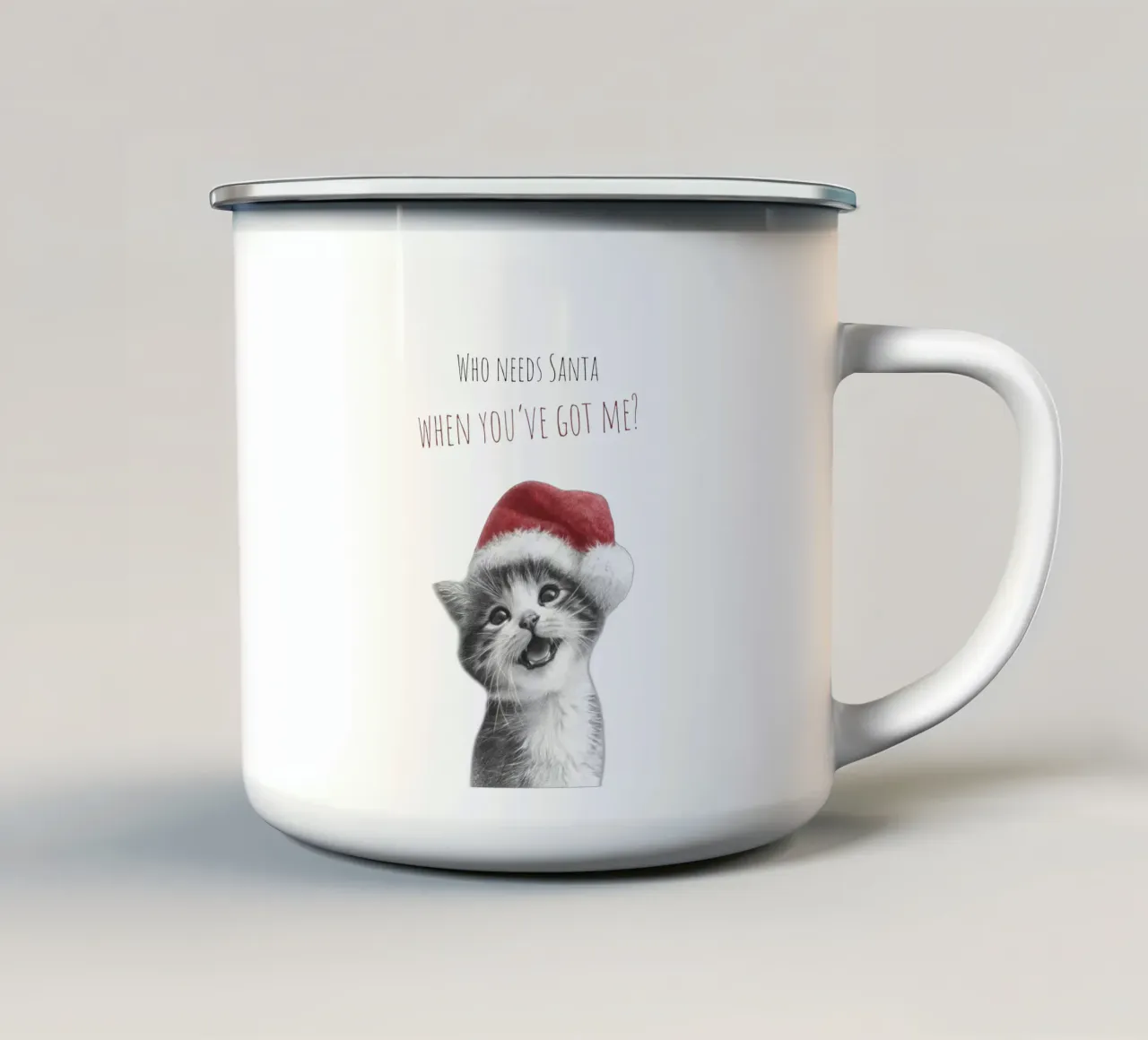 Gatto fresco - Natale tazza in smalto da Melanie Viola