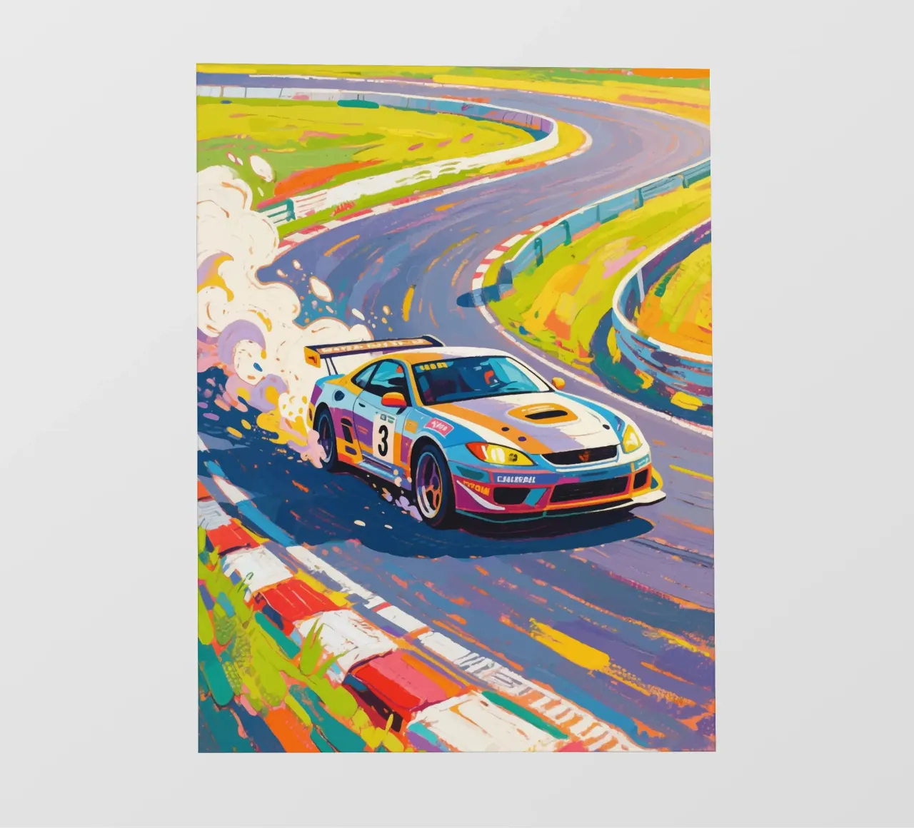 Auto da corsa in pista telo in pvc da Slash Shop