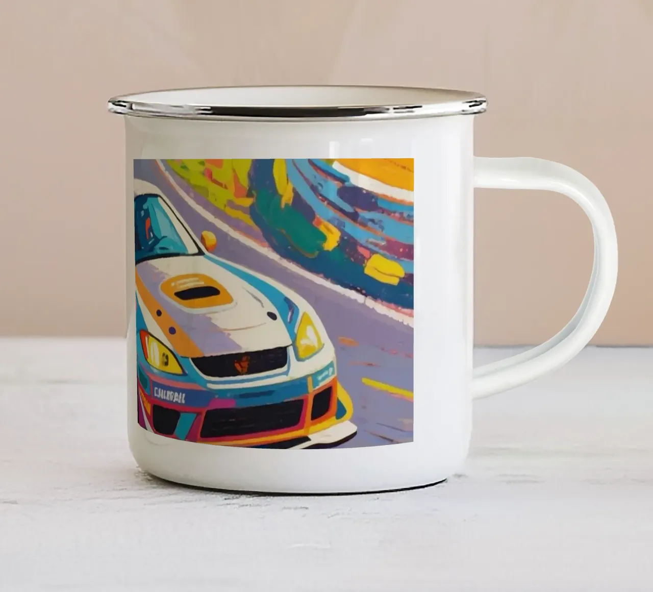 Auto da corsa in pista tazza in smalto da Slash Shop