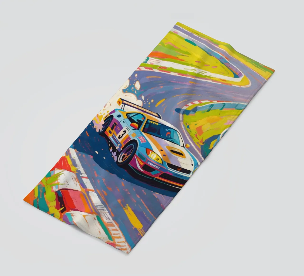 Auto da corsa in pista telo mare da Slash Shop