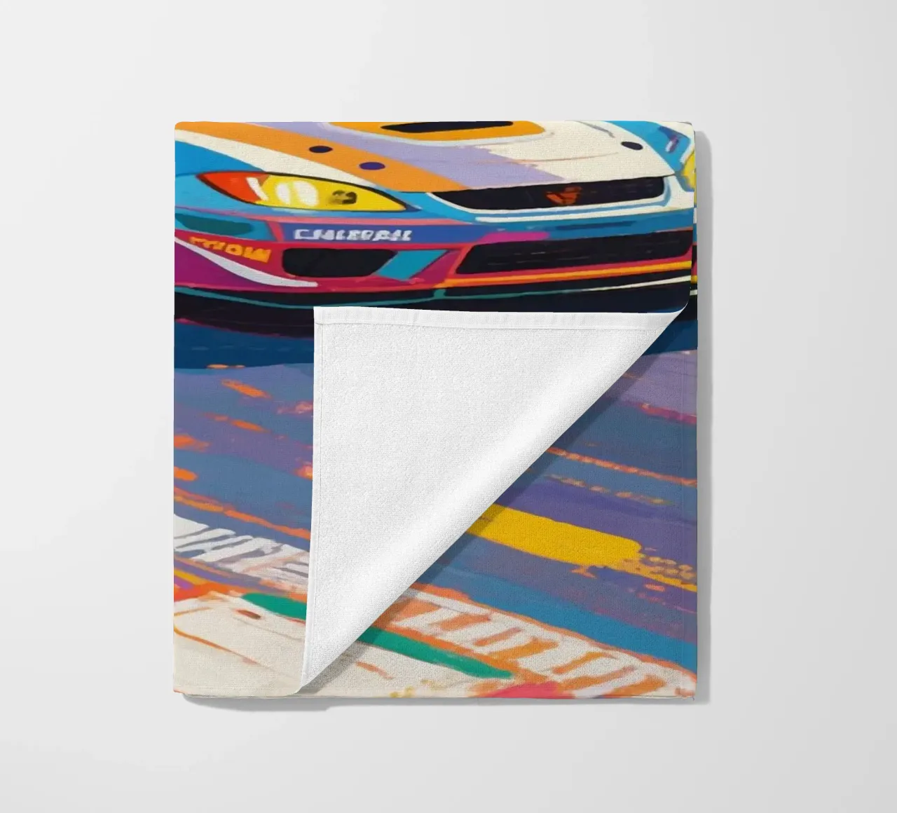 Auto da corsa in pista telo mare da Slash Shop