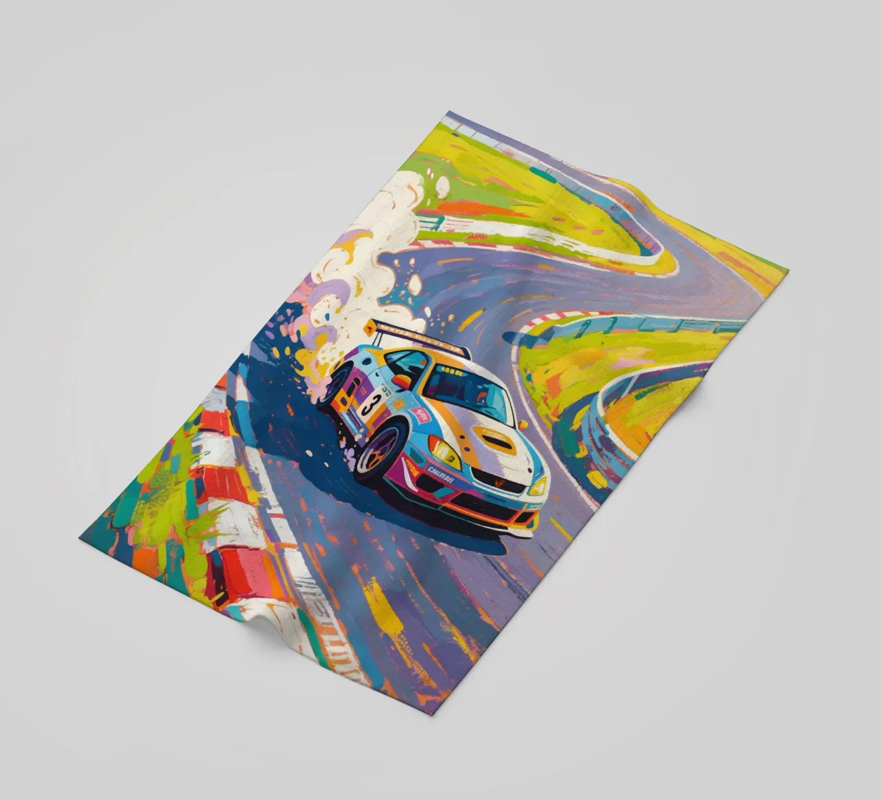 Auto da corsa in pista telo mare da Slash Shop