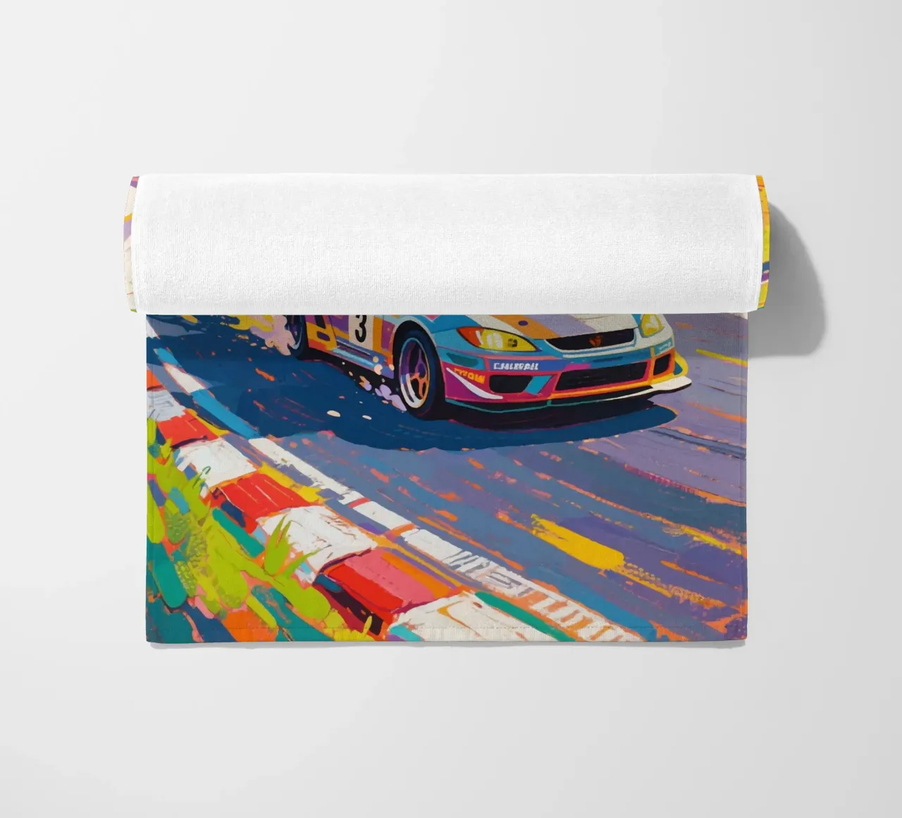 Auto da corsa in pista telo mare da Slash Shop