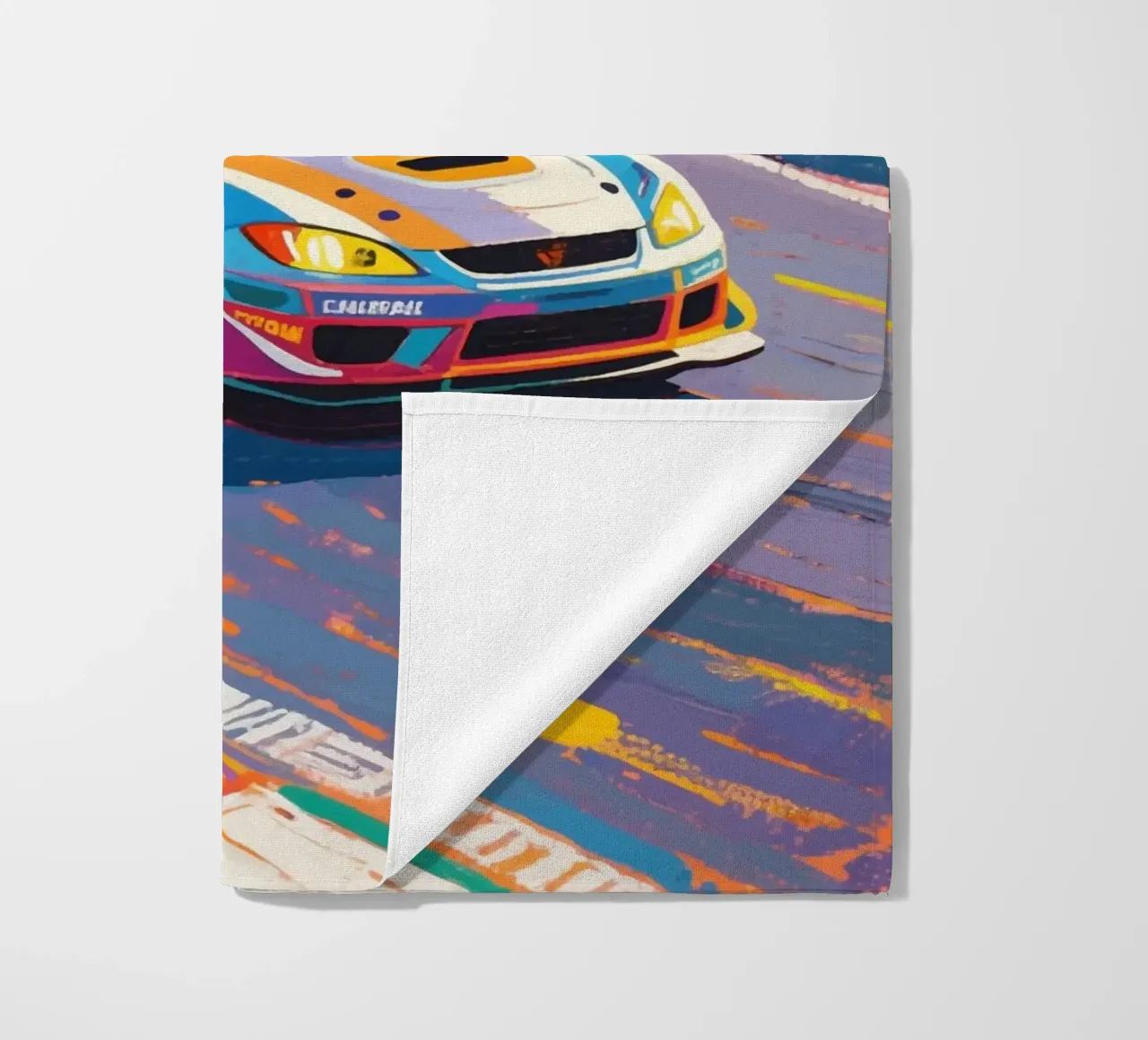 Auto da corsa in pista telo mare da Slash Shop