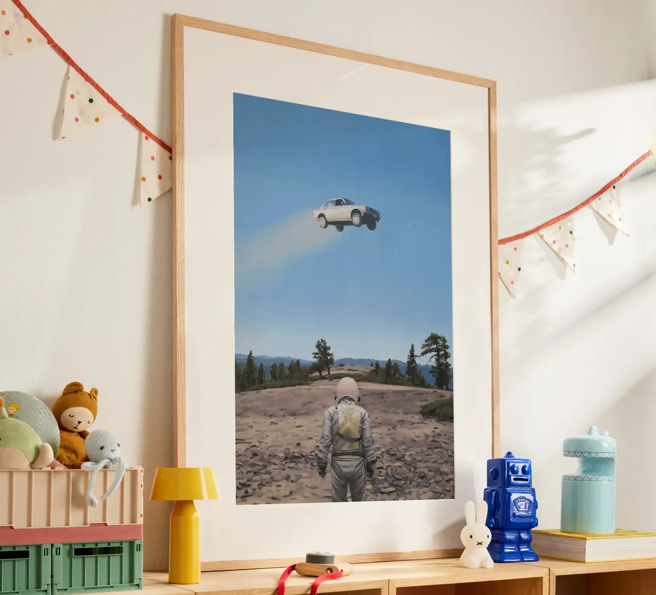 Salto dell'auto poster con telaio in alluminio da Scott Listfield