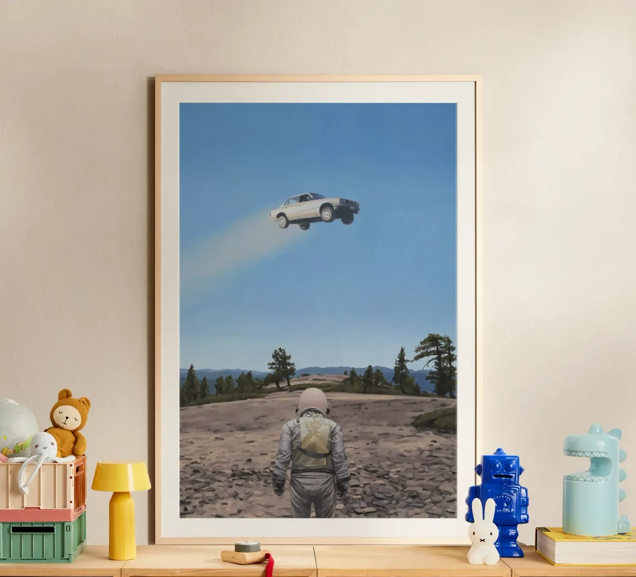Salto dell'auto poster con telaio in alluminio da Scott Listfield
