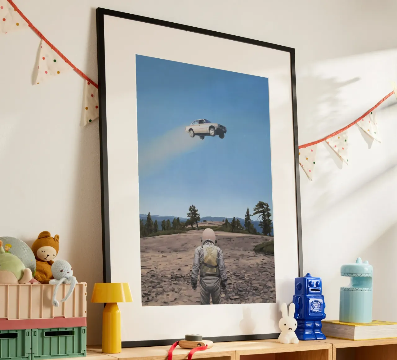 Salto dell'auto poster con telaio in alluminio da Scott Listfield