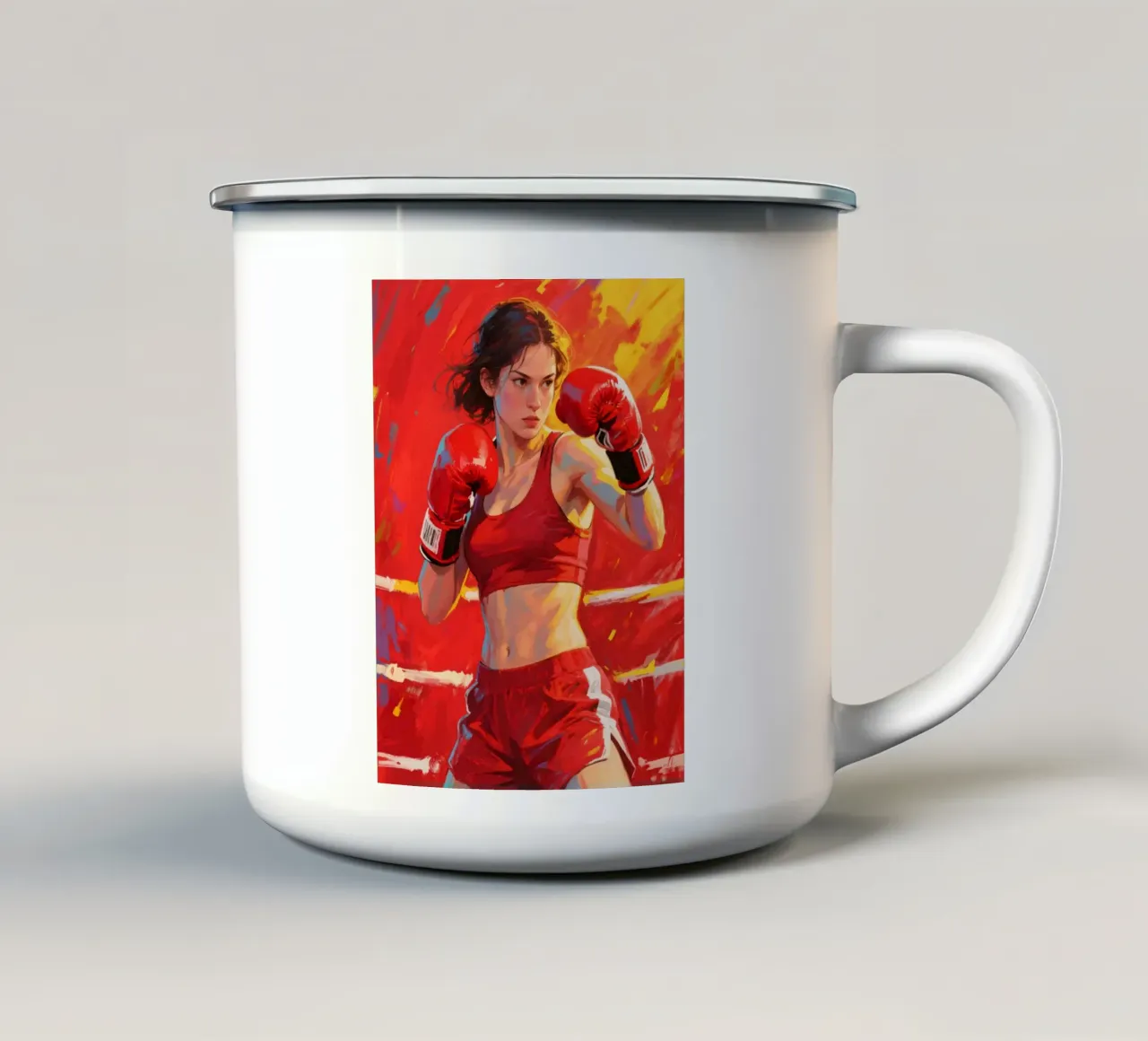 Pugile femmina tazza in smalto da Slash Shop