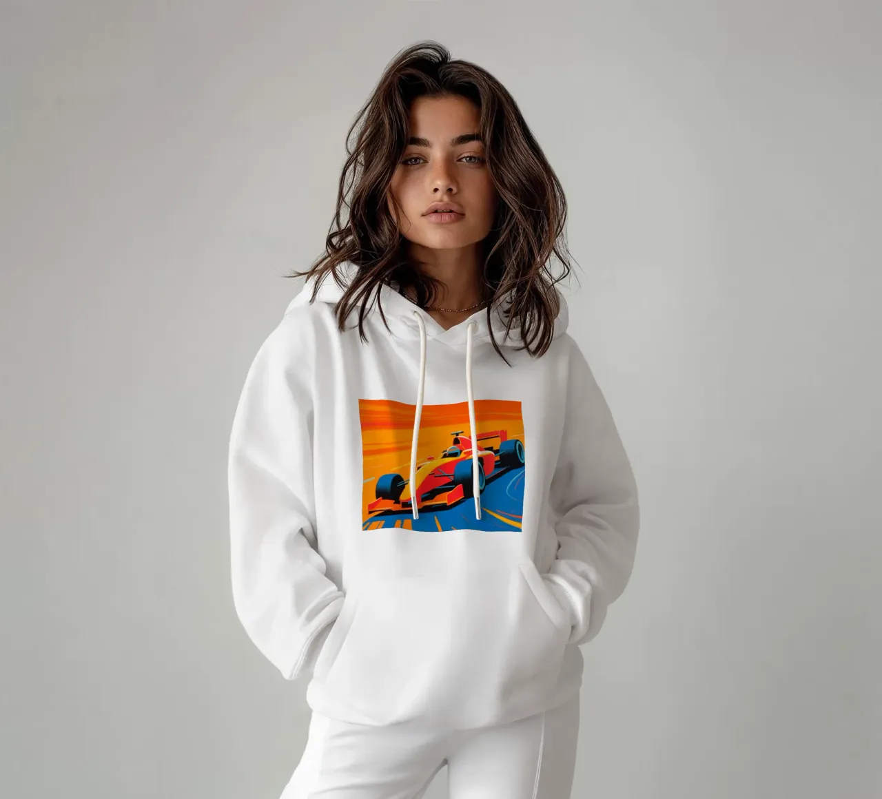 Auto di Formula in pista felpa con cappuccio da Slash Shop