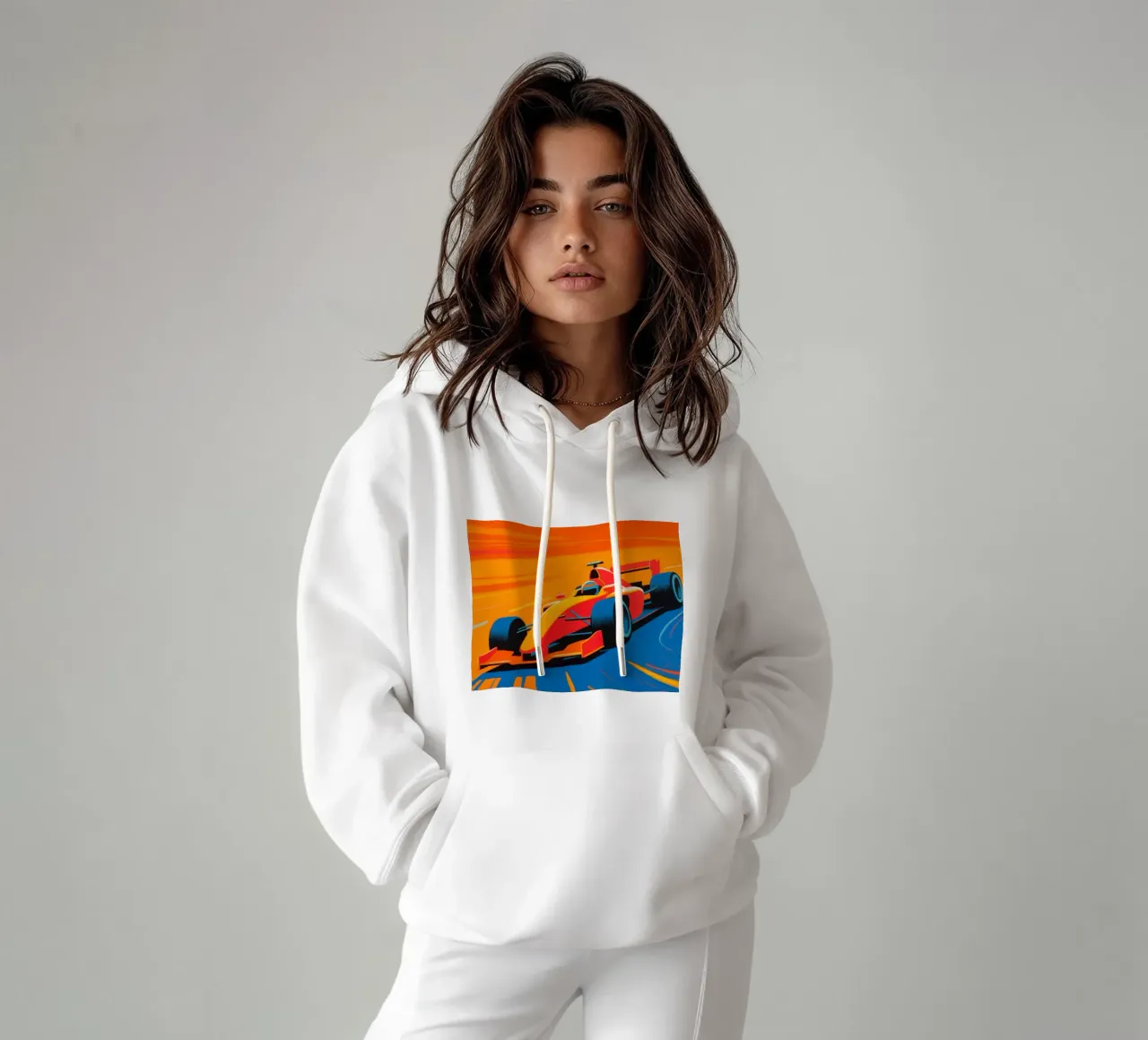 Auto di Formula in pista felpa con cappuccio da Slash Shop