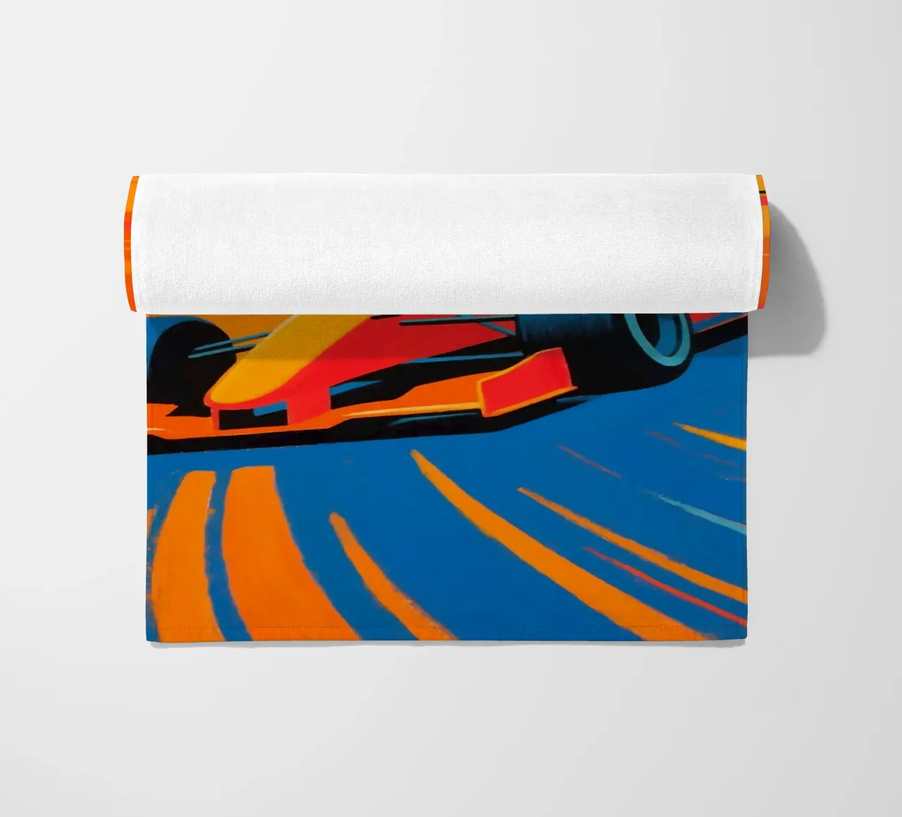 Auto di Formula in pista telo mare da Slash Shop