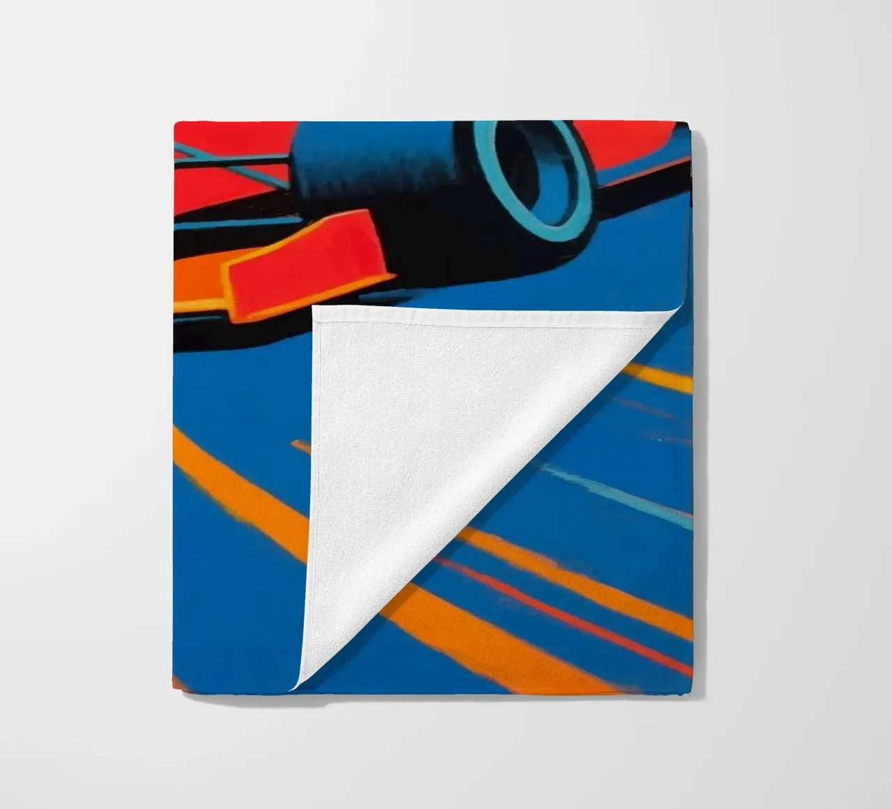 Auto di Formula in pista telo mare da Slash Shop