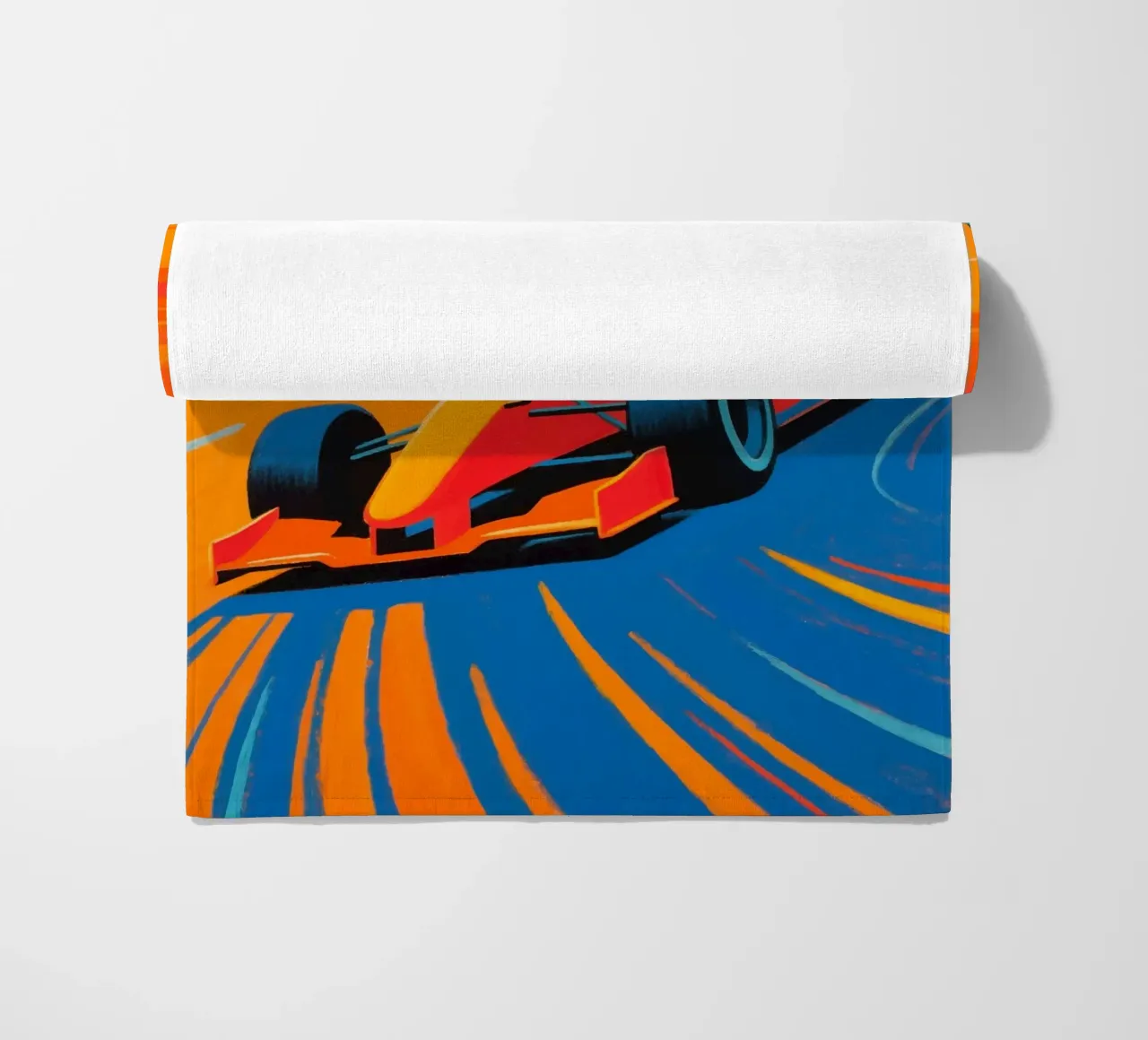 Auto di Formula in pista telo mare da Slash Shop